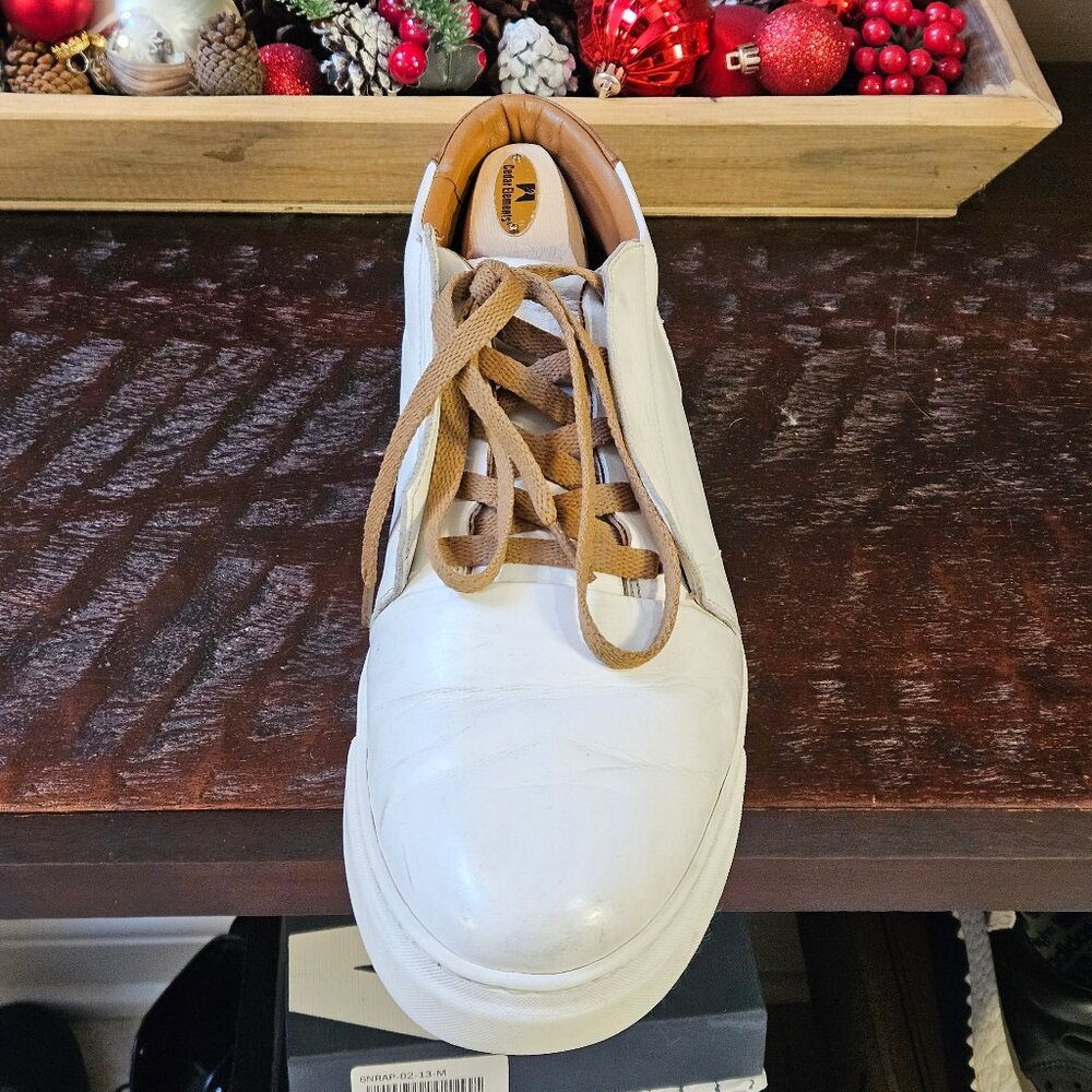 Bruno Magli Men's Phoster Mid-Top Casual Leather Sneakers, White/Khaki, Sz 13 - Picture 10 of 16